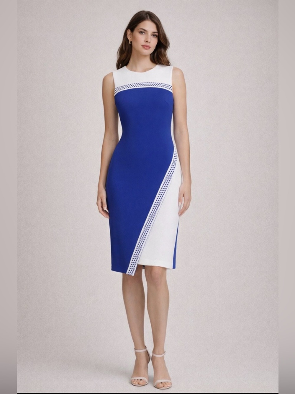 Tommy Hilfiger Blue and White Midi Dress